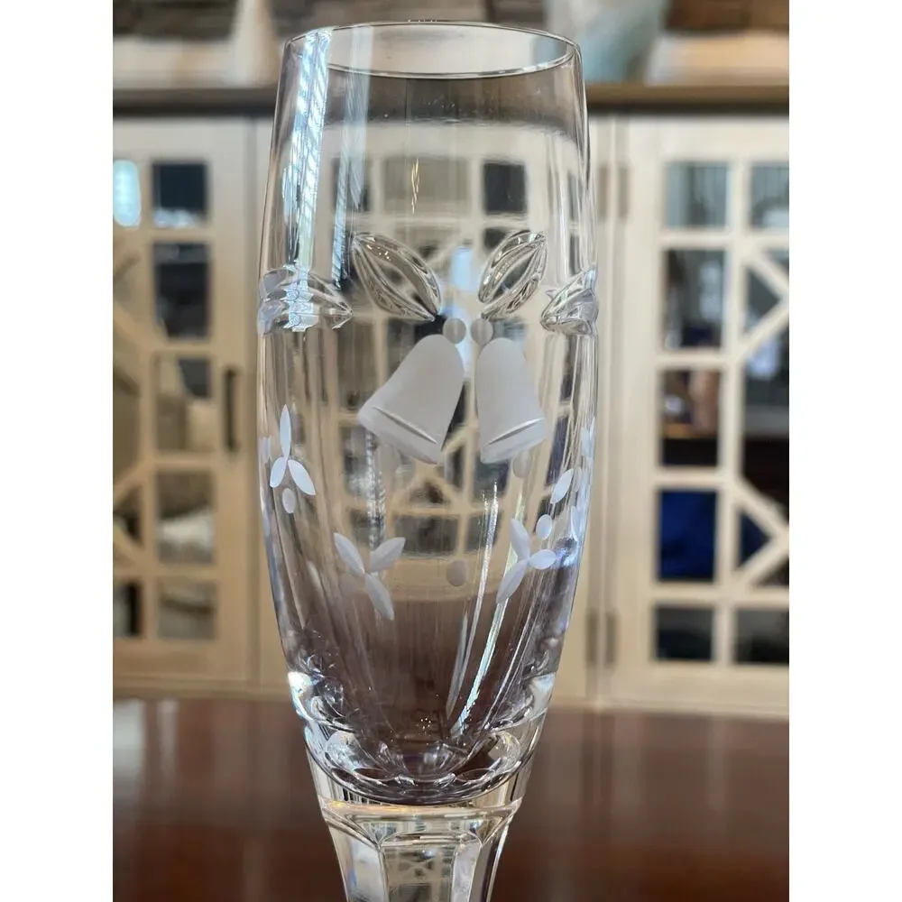 Set of 2 Mikasa Wedding Bells Toasting Fluted Champagne Glass Lead Crystal